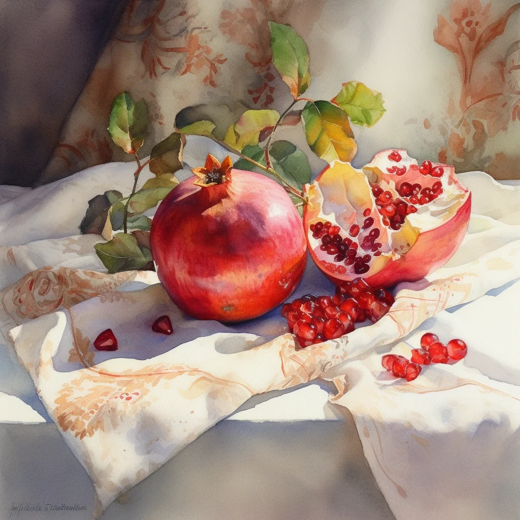 水彩 石榴