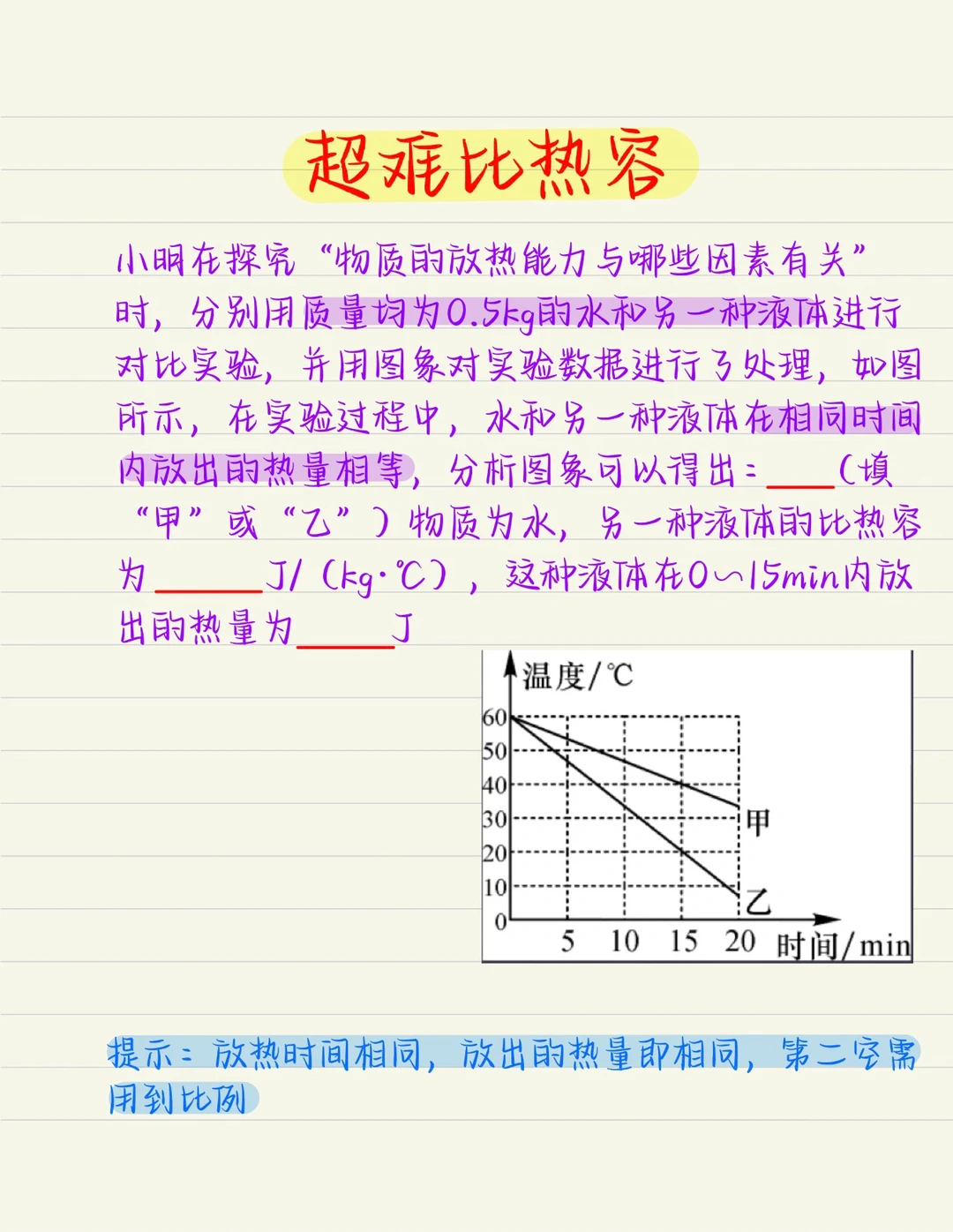 这道题能做对，比热容肯定没问题了😀