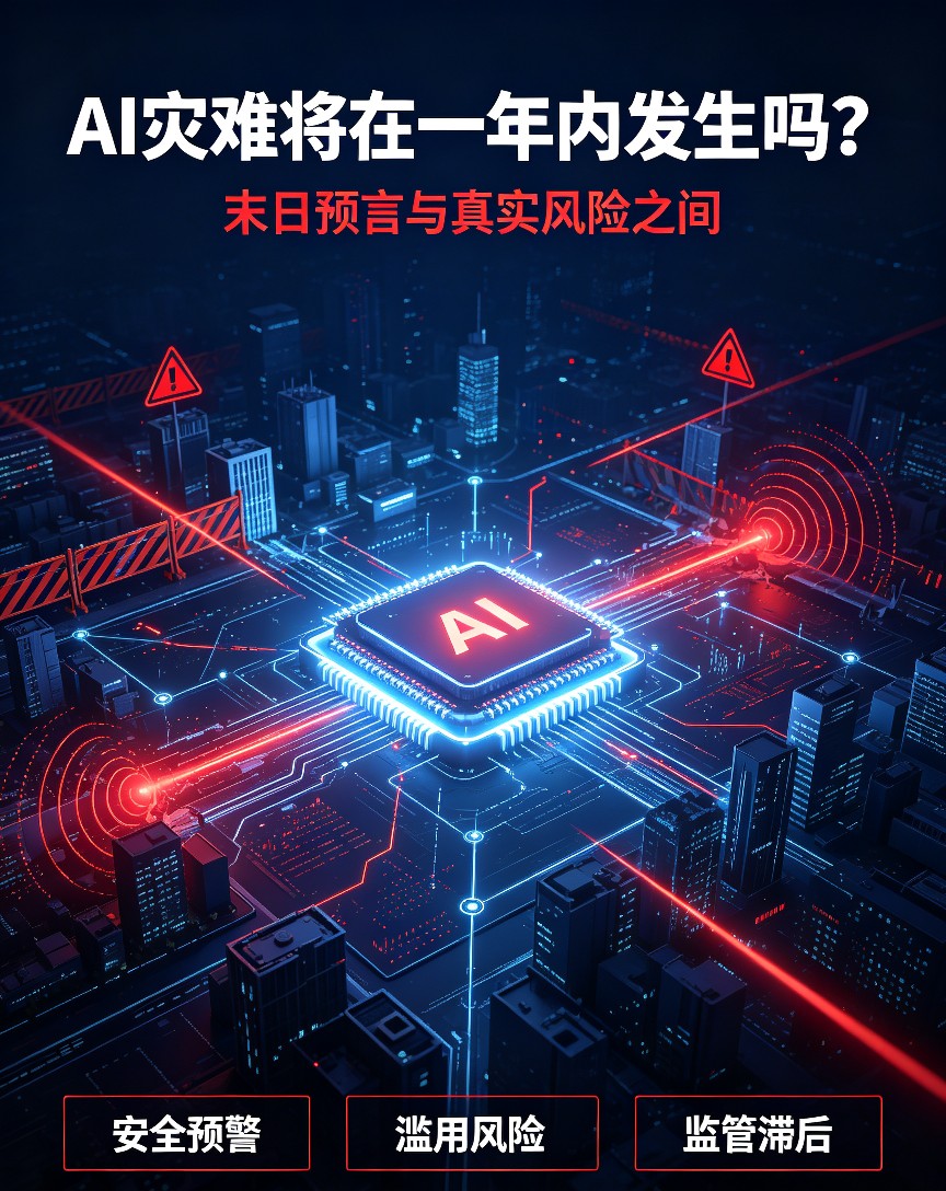 AI灾难将在一年内发生？全网热议的末日预言，真相终于藏不住了
 
最近科技圈最惊悚的话题，莫过于“AI灾难或将在一年内爆发”。多位硅谷顶尖AI研究员、大厂核心工程师公开预警，未来6到12个月，人工智能大概率引发大规模系统性危机。消息一出瞬间刷屏，引发全网恐慌。有人焦虑AI即将失控反噬人类，也有人觉得