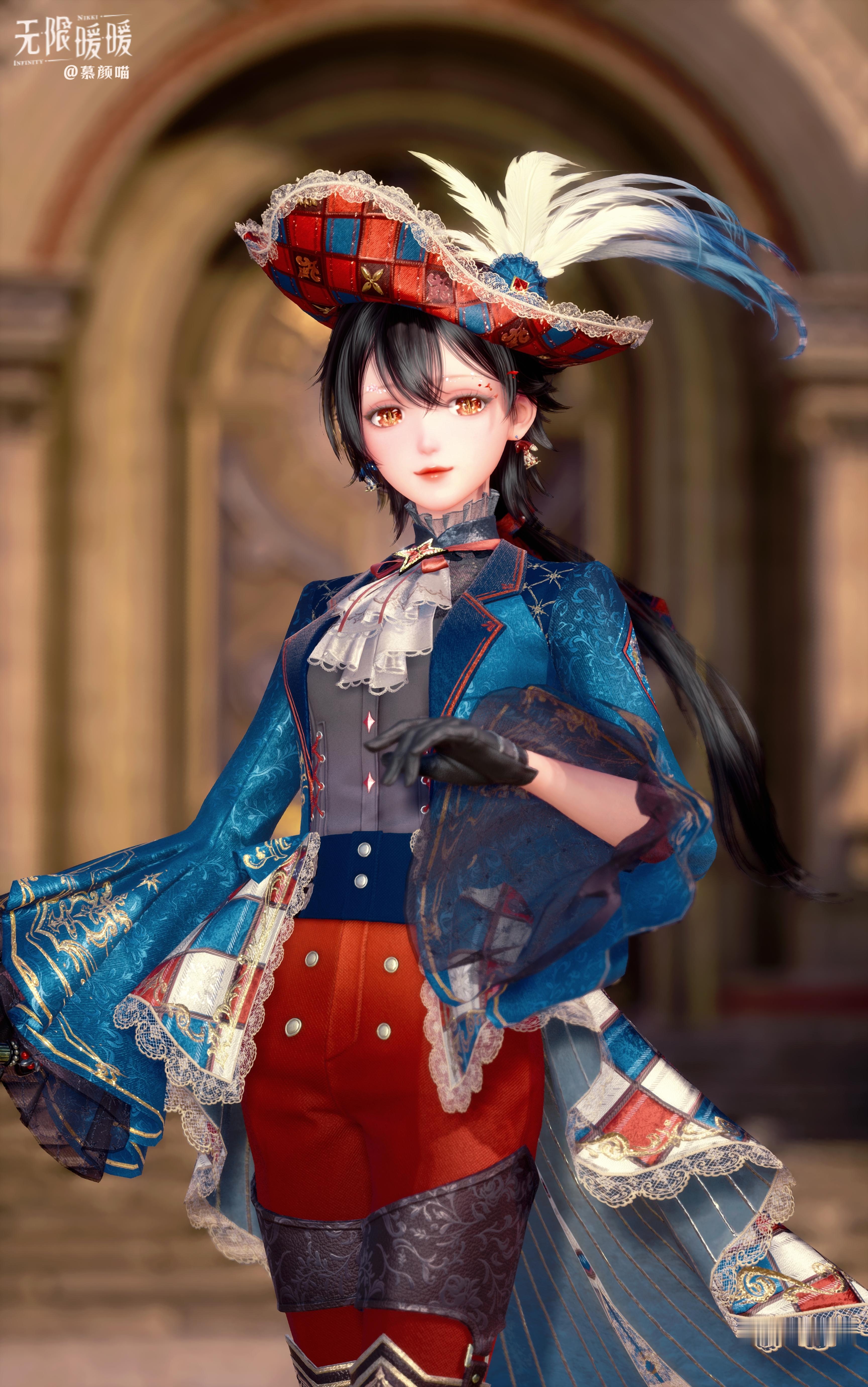 [无限暖暖]📷无限暖暖｜古典骑士 羽帽长剑，蓝红交织的骑士浪漫，暖暖...