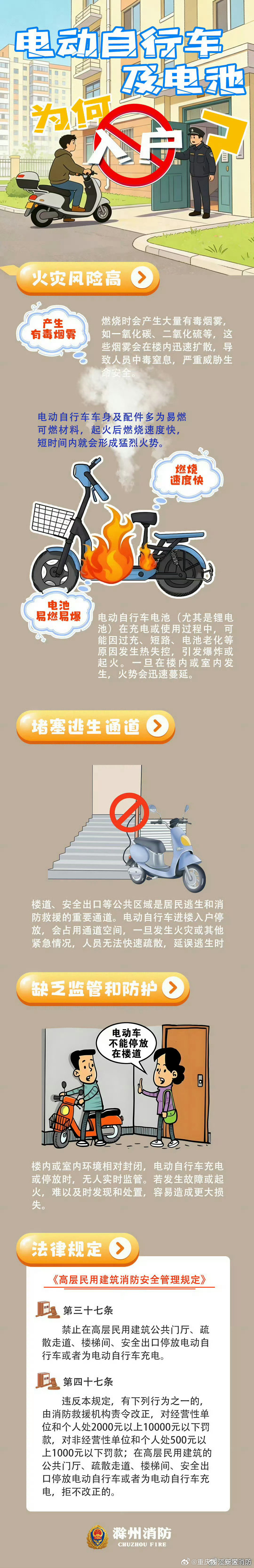 #骑电动车下车时务必关闭电源#【危险！电动车及电池禁止上楼入户！】电动车入户充电为何如此危险？“蓝朋友”提醒大家，电动车万万不可进楼入户，勿存侥幸心理，谨防事故发生！#心眼多是对智力的代偿# ​