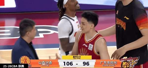 2026级04月20日 CBA常规赛，山西106-96战胜广东。 奎因...