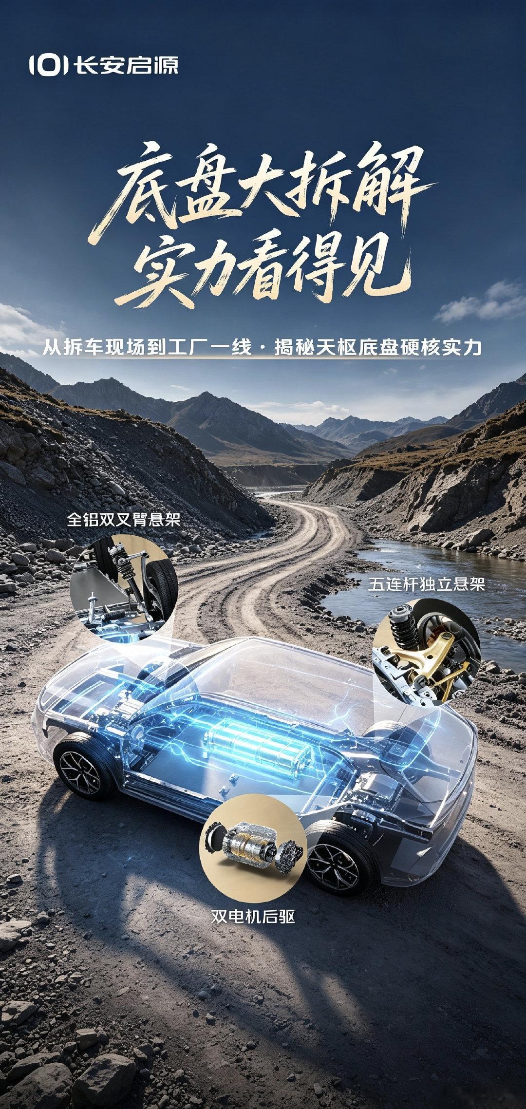 长安启源Q06底盘硬核拆解上线！全铝双叉臂搭配五连杆悬架，双电机后驱加持，以扎实底盘实力，彰显电动出行可靠品质。#长安汽车 ##长安启源q06# ​