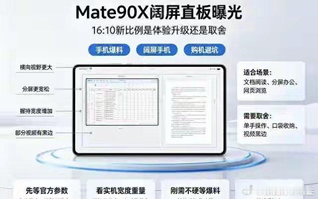 Mate90X要干嘛？16:10阔屏挑战直板机底线，华为这步棋谁敢跟？ ​