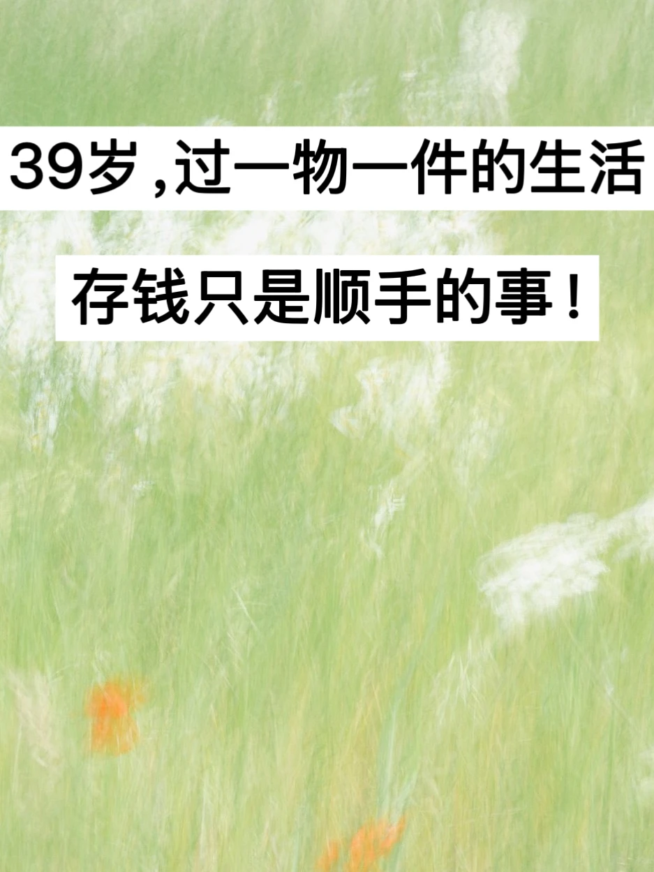 39岁，过一物一件的生活，存钱只是顺手的事！