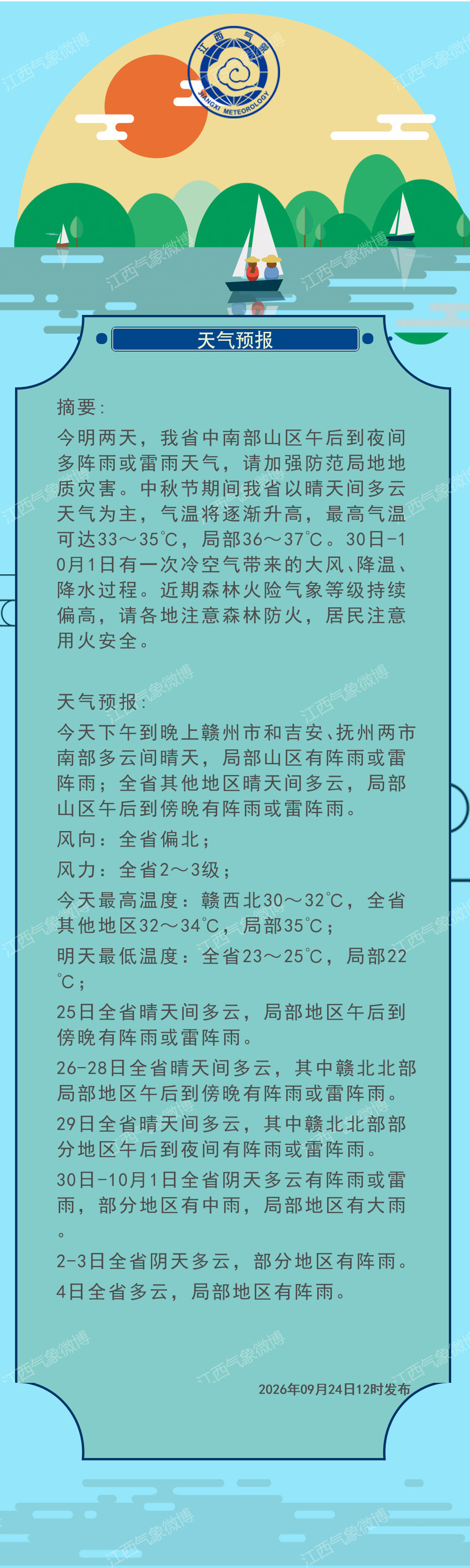 江西天气: 中午天气预报 ​