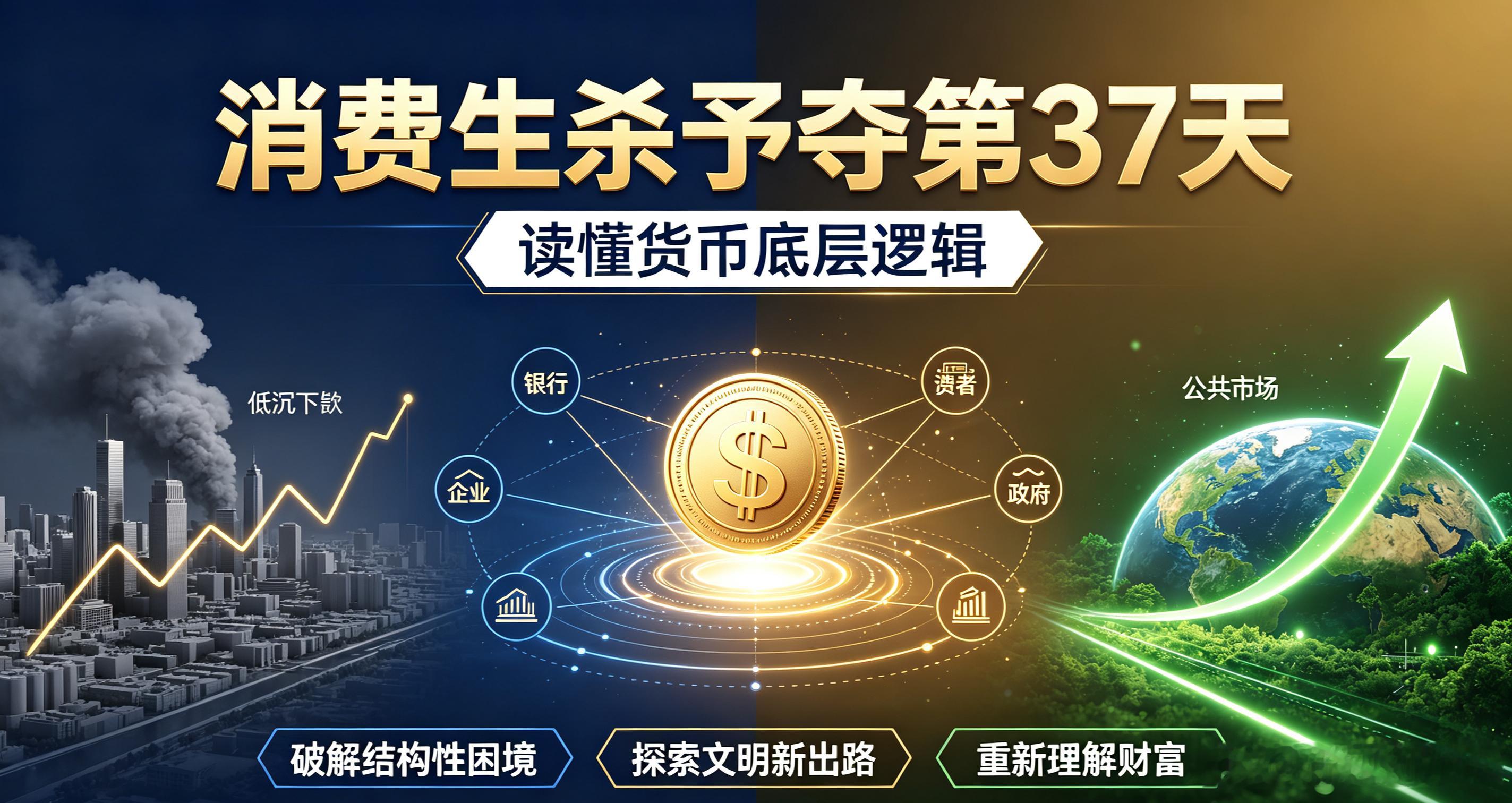 消费生杀予夺第37天：.读懂货币底层逻辑：破解当下结构性困境，探寻人类文明的全新出路
 很多人一辈子都没有真正搞明白：财富到底是什么？货币究竟从何而来？我们当下遇到的经济难题、资源环境危机，根源又在哪里？如果认知停留在表层，就很容易被各类表象迷惑，看不清事物背后客观的运行规律。
 
真正 ​