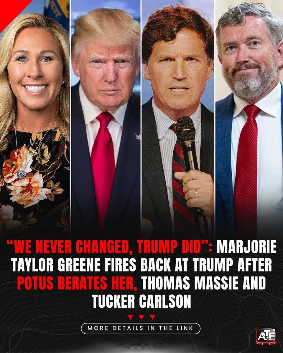 #MAGA阵营内部正在公开爆发的一场严重分裂# 

MAGA阵营内部正在公开爆发的一场严重分裂，而且这次川普攻击的不是民主党，而是曾经非常支持他的右翼盟友Tucker Carlson、Marjorie Taylor Greene和Thomas Massie。

8月21日晚，川普在Truth Social上猛烈攻击三人，把他们称为“LOSERS ALL”，并特别针对C ​