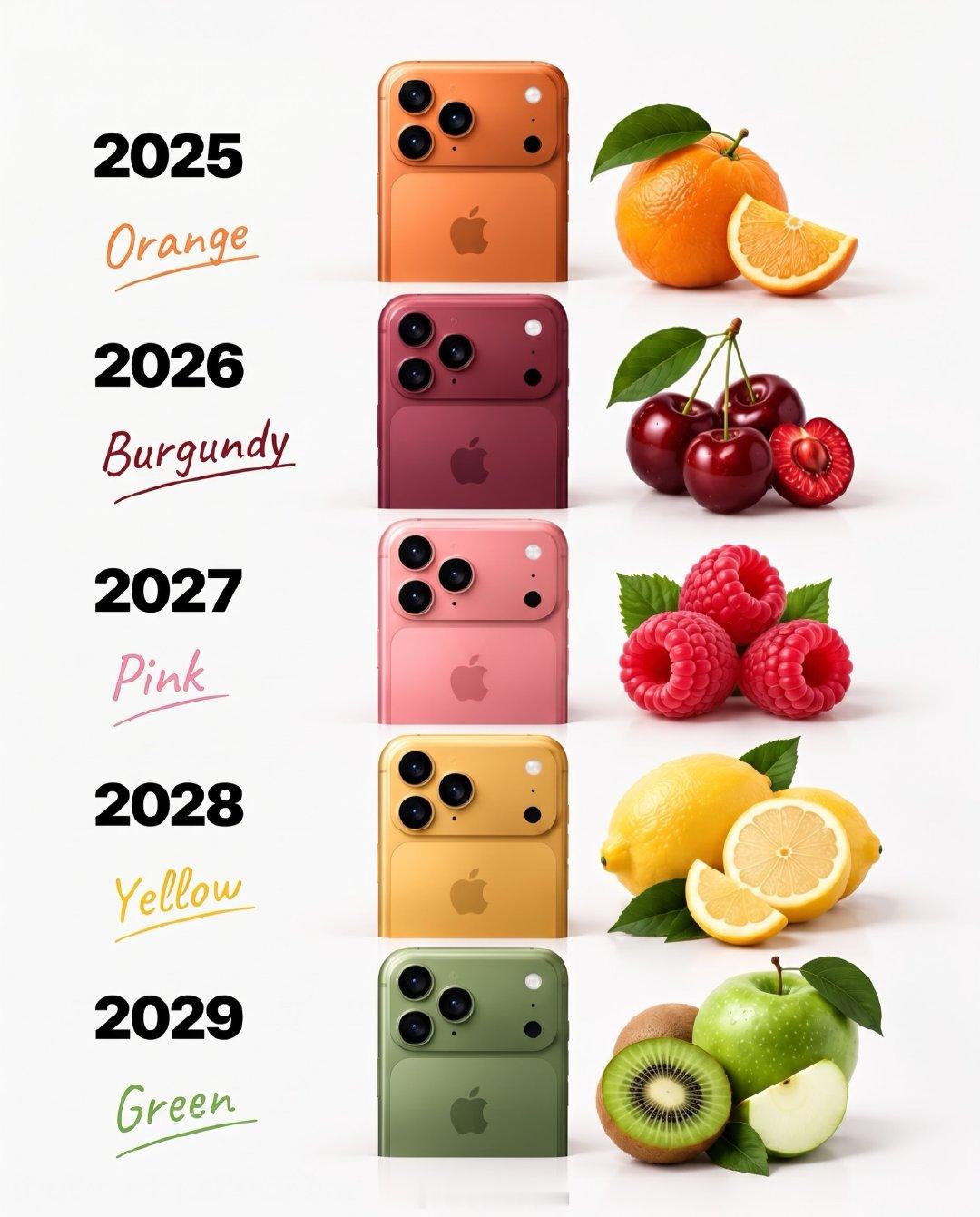 所以 iPhone 的颜色灵感都来自于水果？去年 iPhone 17 Pro 是橙子，今年 iPhone 18 Pro 是樱桃...那我有点期待柠檬和奇异果了[哈哈] ​
