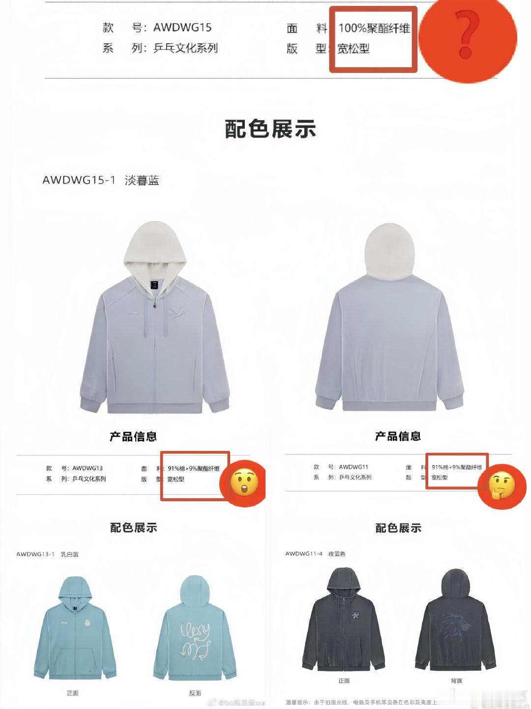 天呐 LN同一件衣服孙颖莎的材质100%聚酯纤维  别人的居然是91%纯棉+9%聚酯纤维
价格都是一样的 这太离谱了[傻眼] ​