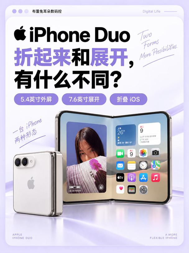 苹果折叠iPhone Duo正式发布✨一机能两种形