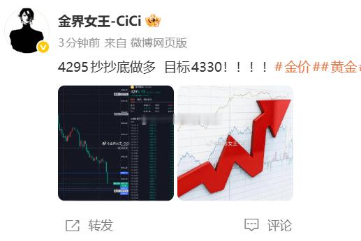精准抄底 失去的总要拿回来 4295的多 目前已斩获70点利润！！！！黄金金价中国人端稳中国饭碗 ​​​