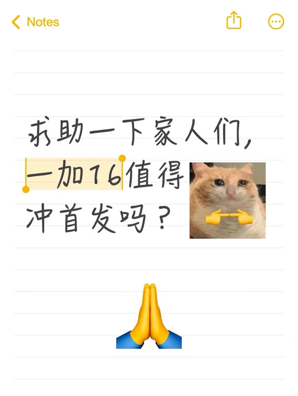 求助一下家人们，一加16值得冲首发吗？😭