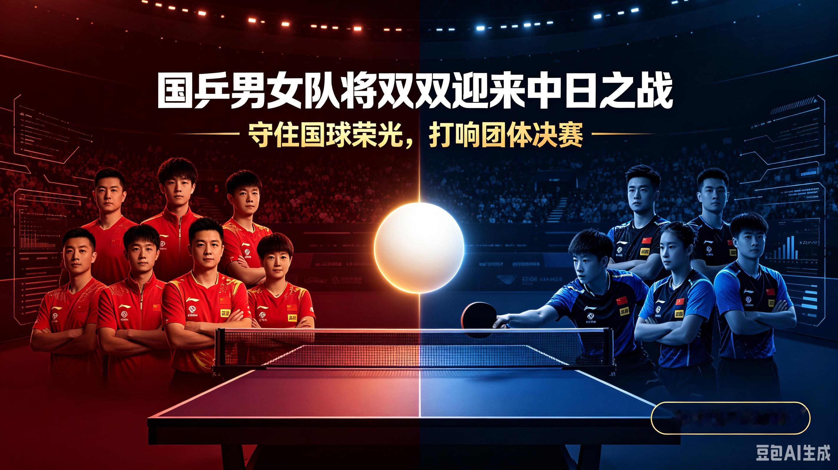 国乒男女队将双双迎来中日之战！巅峰对决，金牌终极较量

重磅对决即将打响！亚运会乒乓球团体赛场迎来终极决战时刻，国乒男队、女队双线挺进决赛，双双迎战日本队，两场中日巅峰之战接连上演，牵动无数球迷目光。这也是本届赛事含金量最高、对抗最激烈的终极金牌争夺战。

本次团体决赛赛程紧凑且看点十足，男团、女团
