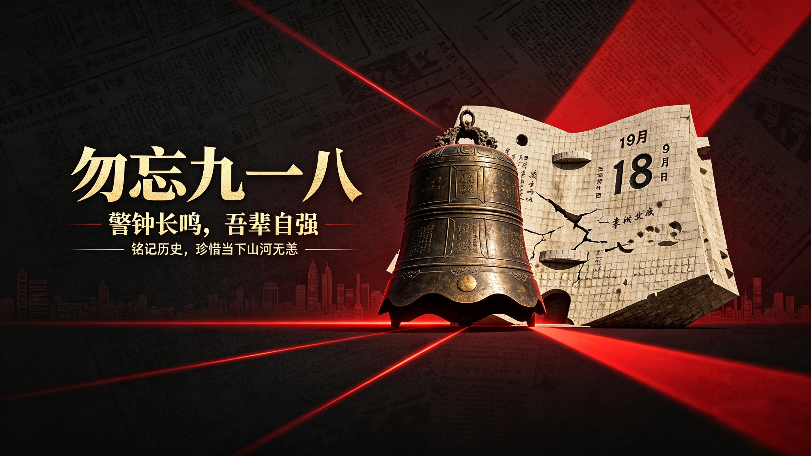 今天，9月18日。
凄厉的防空警报，会在城市上空如期响起。这钟声，不是警示当下，是叩问历史，提醒每一个中国人莫忘那段山河破碎的苦难岁月。
 
九十余年前，九一八事变爆发，山河沦陷，百姓流离，中华民族开启艰苦卓绝的抗争。一寸山河一寸血，无数先辈挺身而出