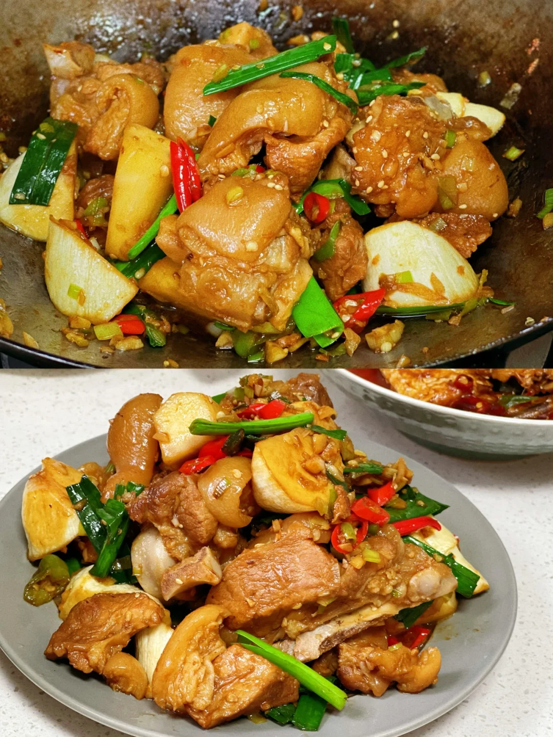 香辣烧猪蹄先卤在炒很入味儿家常菜必备