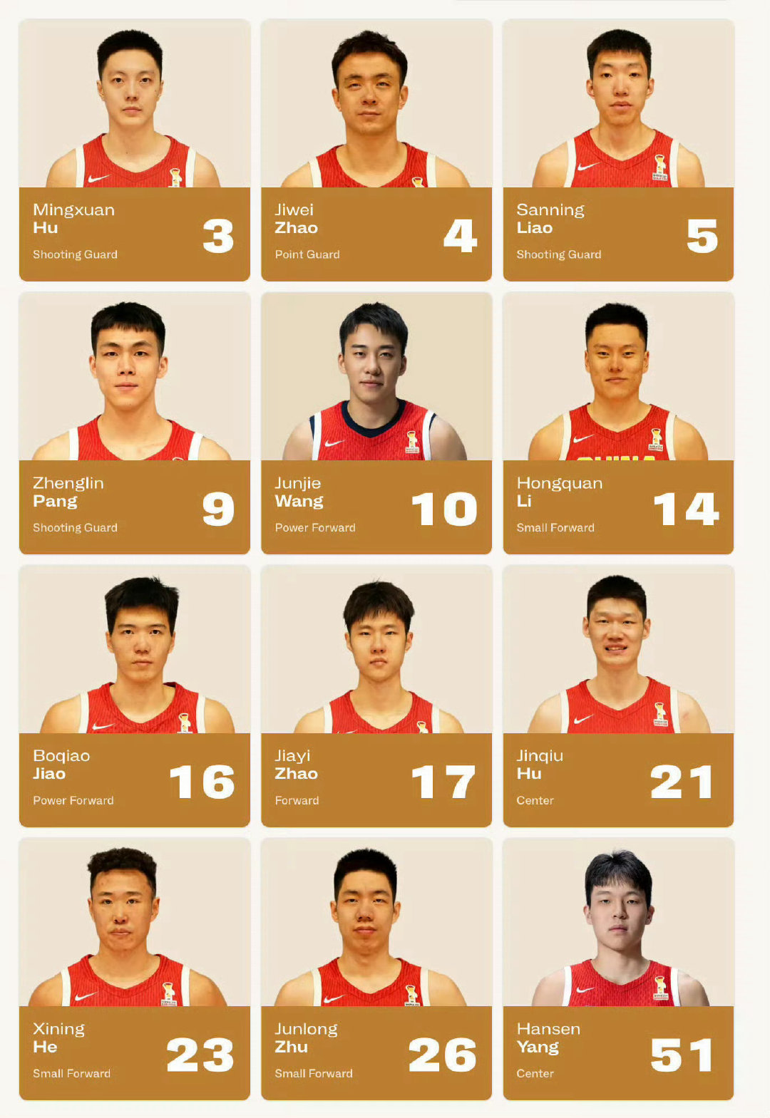 中国男篮公布今晚世预赛对阵卡塔尔大名单
继伟，廖三宁，庞峥麟，贺希宁，王俊杰，李弘权，赵嘉义，朱俊龙，焦泊乔，胡金秋，杨瀚森，等
加油中国男篮
今晚12点比赛开打
#中国男篮vs卡塔尔男篮# ​