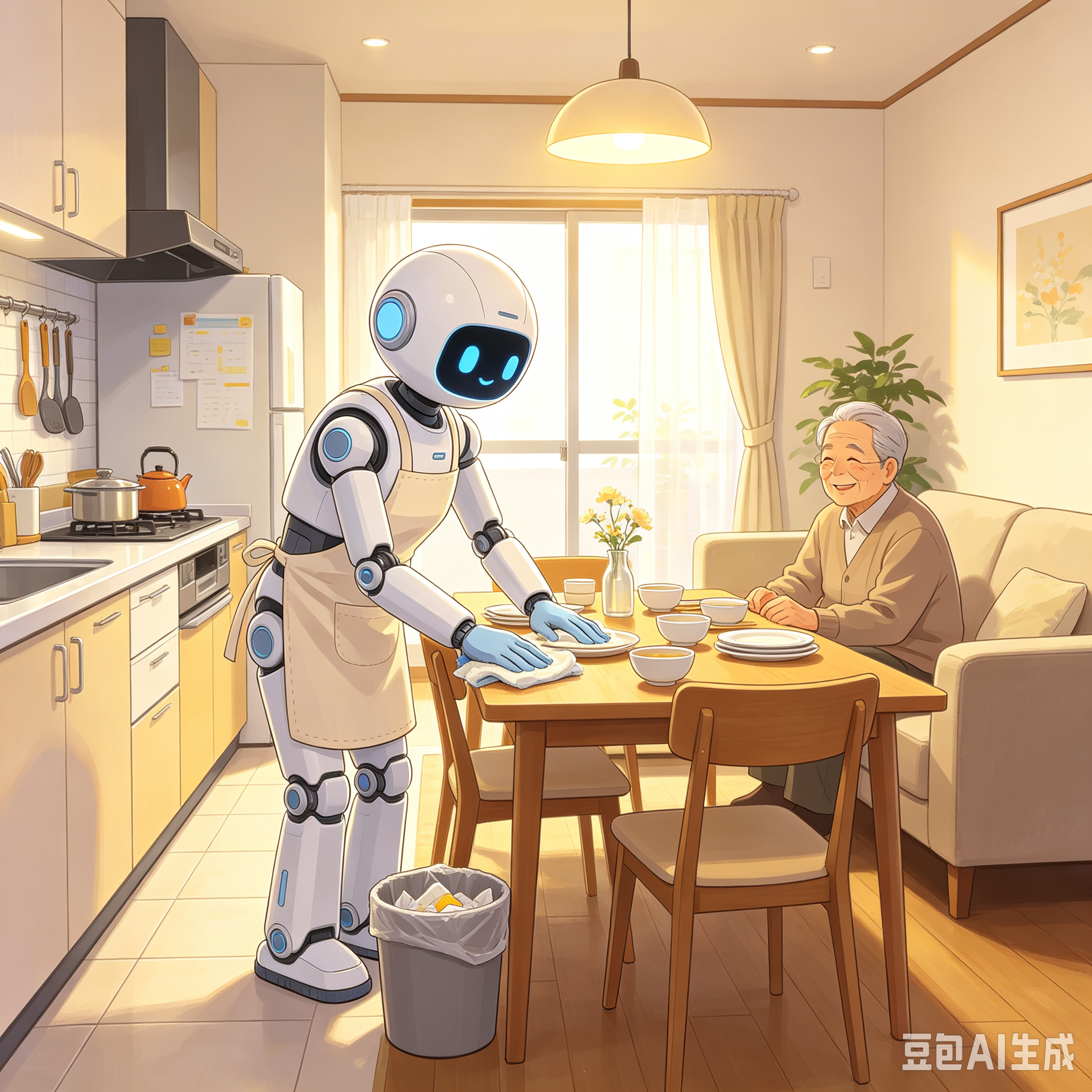 我个人认为，AI 机器人在一定程度上可以代替子女养老。因为当今大都是独生子女家庭，孩子忙，分身无术，养老机器人就是很好的替身。