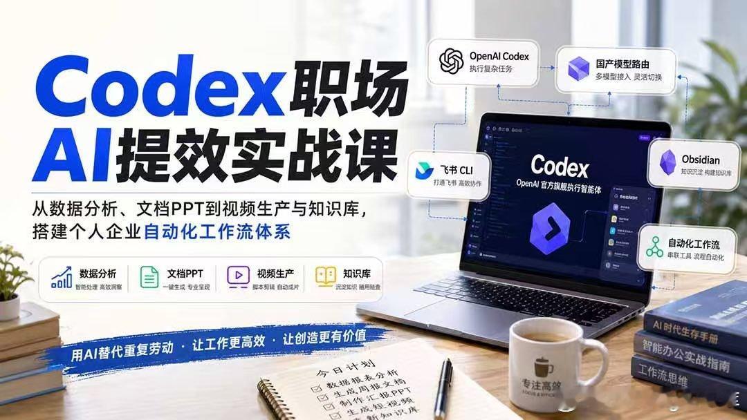 Codex职场提效课｜把重复工作交给AI
从数据分析、周报、PPT到视频与知识库，系统搭建零代码自动化工作流，让AI批量处理重复任务，全面提升职场效率与生产力。
免费观看链接【七天有效期请尽快转存】
链接：

#ChatGPT[超话]##职场提升##自动化##数据分析# ​