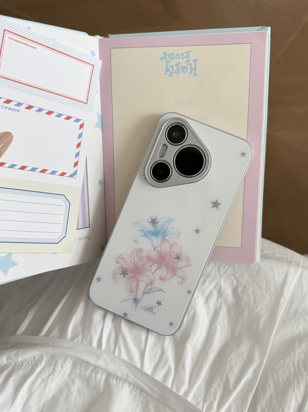 华为p90心心念的百合花手机壳 .· . ☆