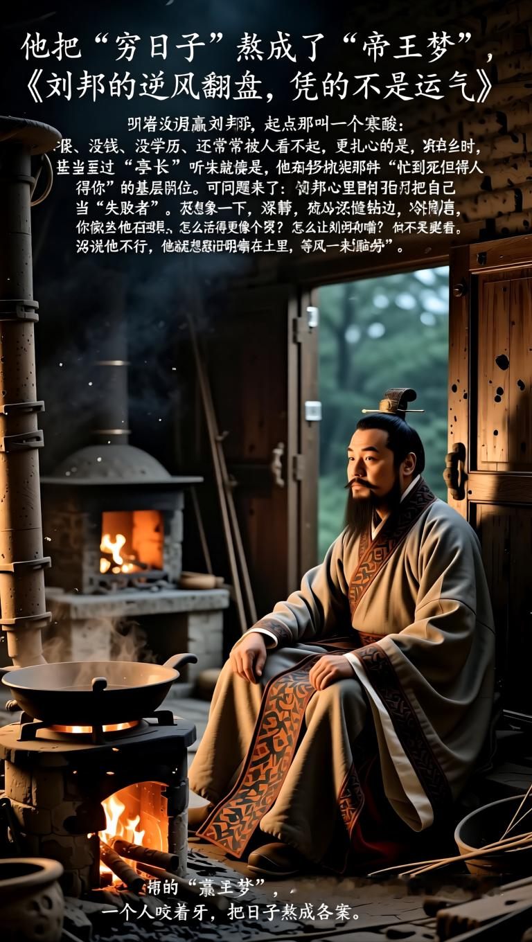 《他把“穷日子”熬成了“帝王梦”：刘邦的逆风翻盘，凭的不是运气》
很多人以为历史赢家靠天赋，其实不然。你看汉高祖刘邦，起点那叫一个寒酸：没钱、没学历、还常常被人看不起。更扎心的是，他年轻时在沛县混得并不体面，甚至当过“亭长”——听起来就像那种“忙到死但没人记得你”的基层岗位。可问题来了：刘邦心里从来