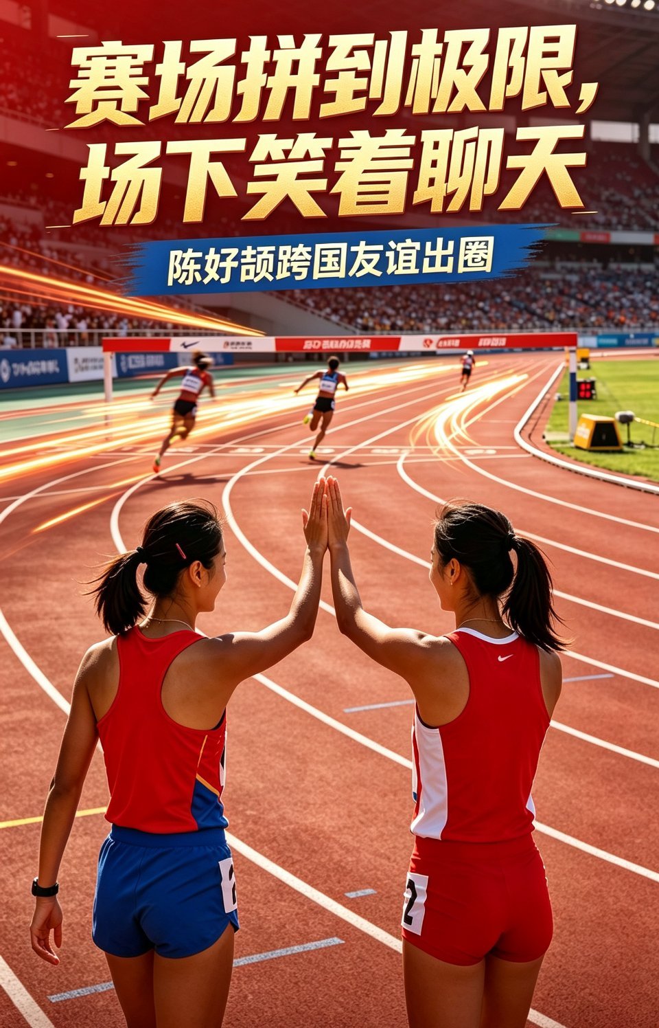 #泰国选手肉眼可见喜欢陈妤颉#
赛场拼到极限，场下笑着聊天！陈妤颉跨国友谊出圈。
 
名古屋亚运会田径赛场，17岁中国小将陈妤颉不仅用3金1银证明实力，更因一段赛前互动圈粉全网。女子4×100米接力决赛前，泰国选手主动过来和她谈笑风生，语言不通却聊得十分开心。赛场上是竞争对手，赛场下彼此欣赏， ​