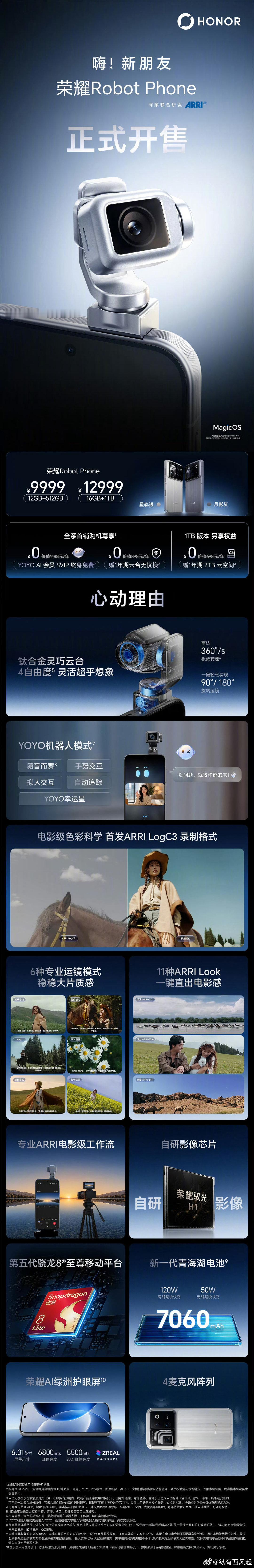 今天#荣耀Robot Phone#就开售了，真心希望可以卖的好一些，至少可以让那些有趣的产品可以坚持迭代下去 ​