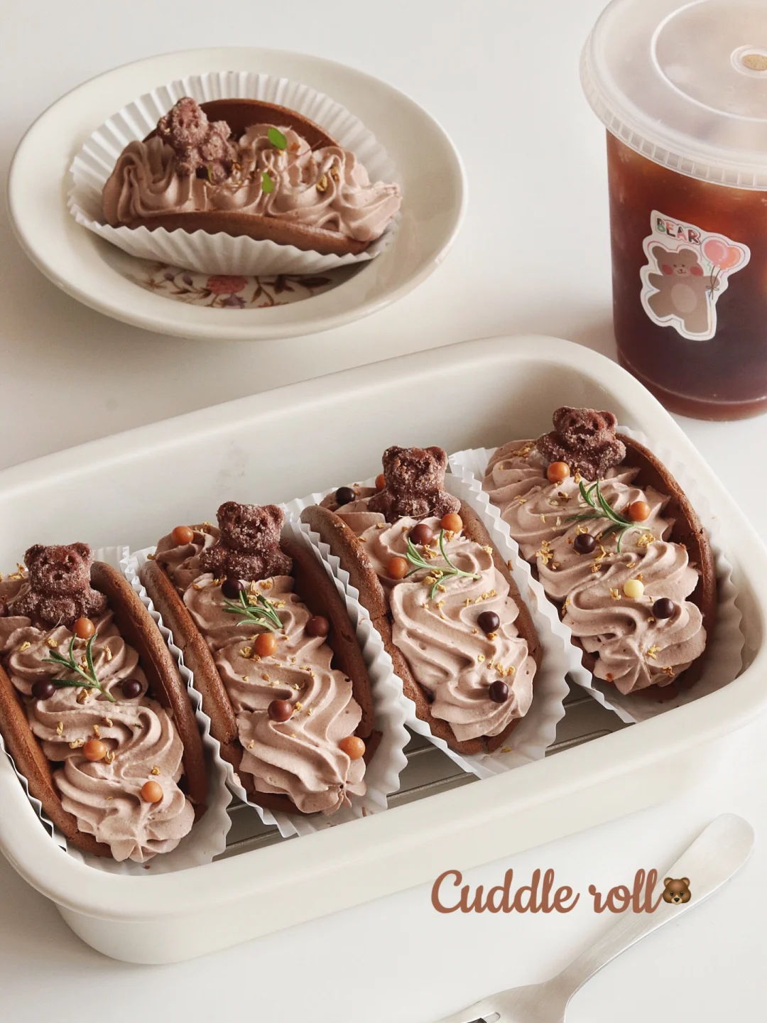 春游露营⛺️甜品🐻ins风可可奶油抱抱卷
