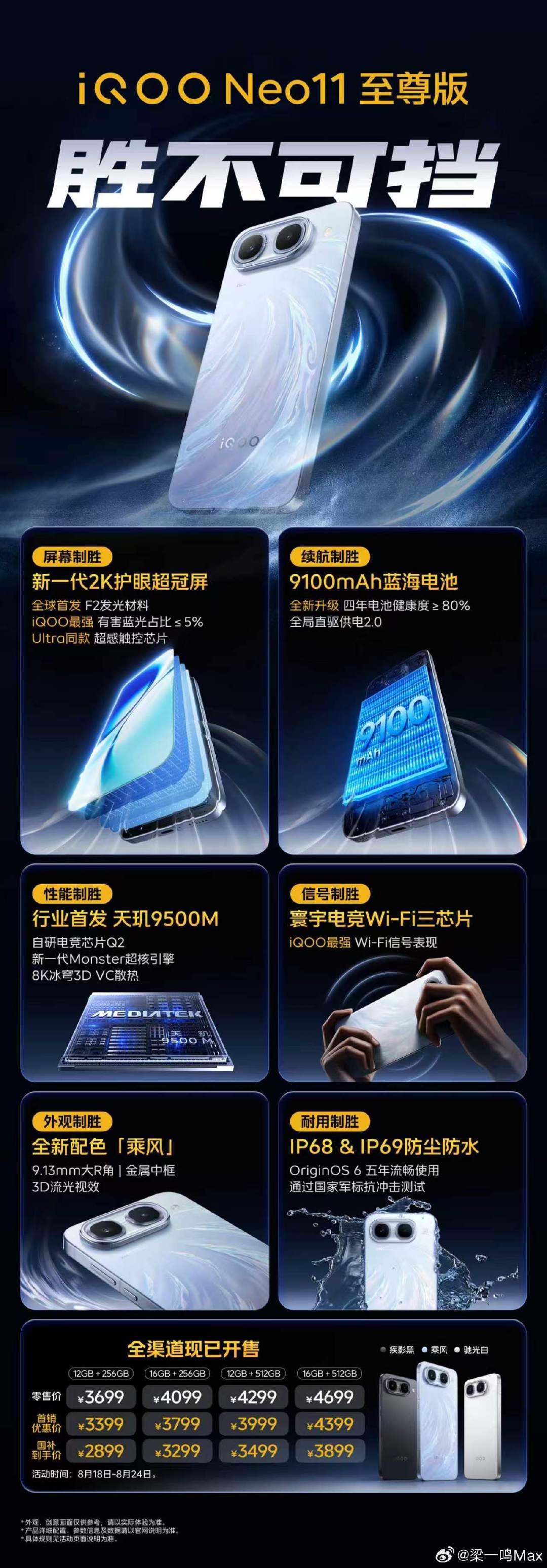 iQOO率先出手了！

iQOO Neo11至尊版，iQOO Z11S。一大一小，一个往上走，一个向下探。

国补后1529起，在这个内存飞涨的年代，太夯了[加油] ​