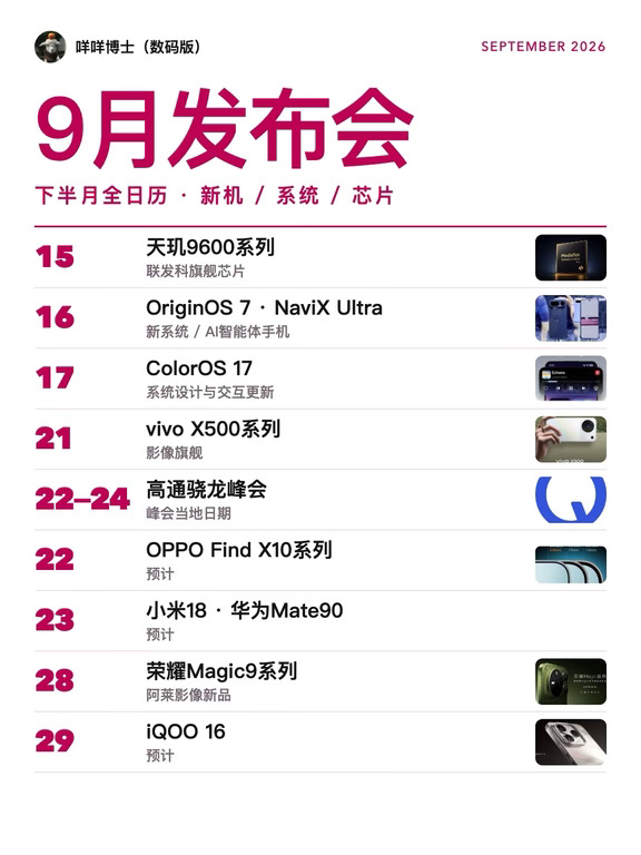 手机还没买，9月新品已经排满了
