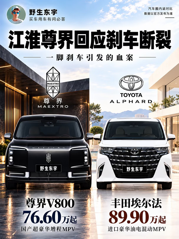 尊界V800刹车事件，最新进展！