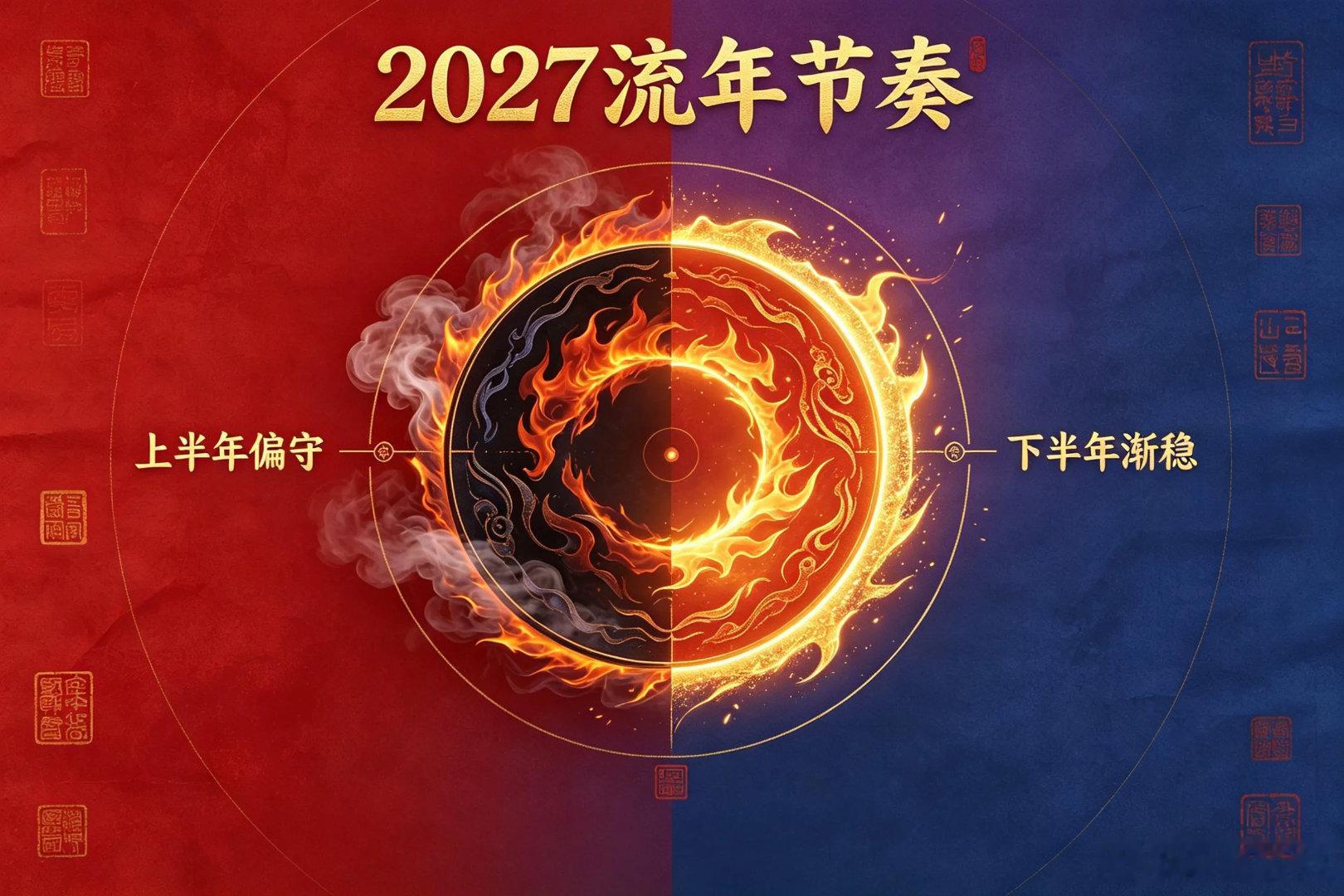 明火易躲，暗火难防：2027丁未，才是真正的考验 

不少人有一个共同判断：只要熬过2026丙午这个动荡焦灼的“大火之年”，到了2027丁未，困境便会自然消退，人生也会顺势翻盘。但若从易学周期与流年气机的角度细看，事情未必如此简单。 2026更像外露的烈火，冲击强、变化快，却也藏着破局窗口；2027则更 ​