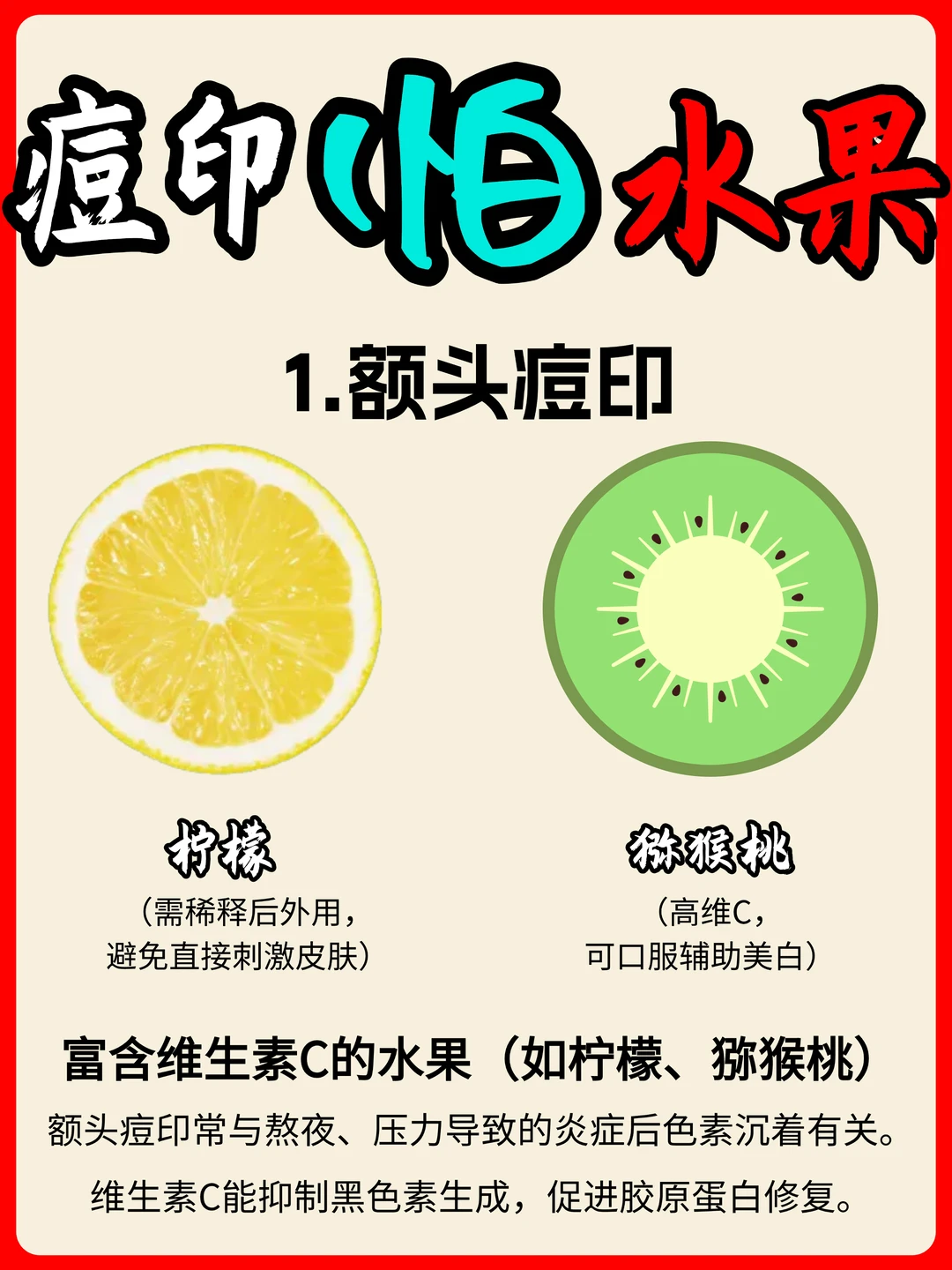 🔥痘印怕的“分区护肤”水果清单！