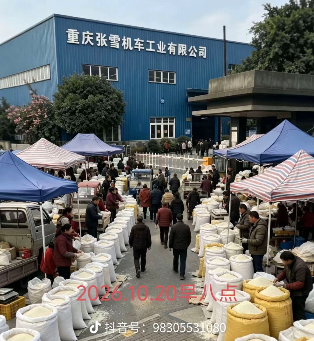 #张雪说不要送米了#大家再去送米了，不然张雪机车的厂房门口就是这样了，大家早上八点去赶集买米[泪奔][泪奔] ​