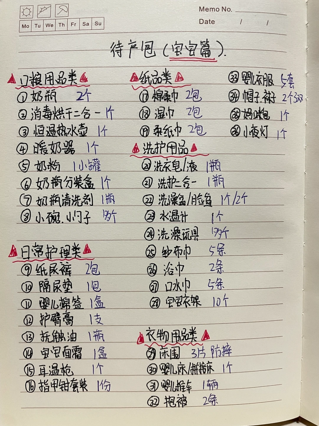 已卸货！无踩雷无鸡肋✅超详细待产包手写清单