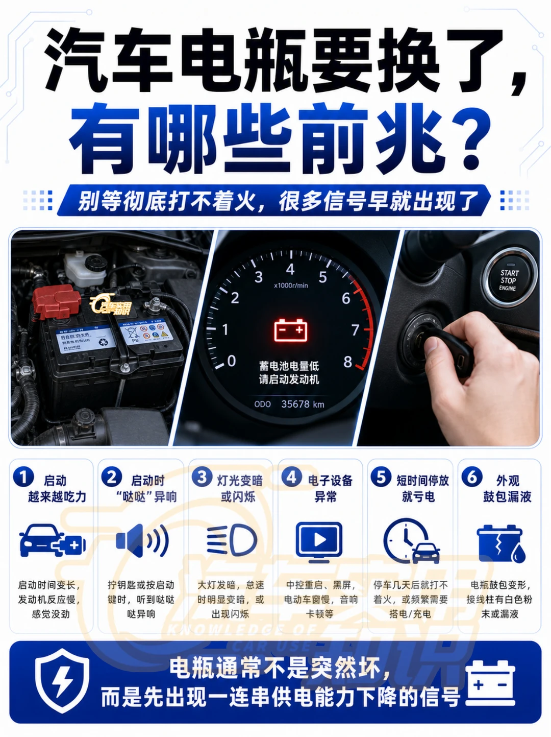 汽车电瓶要换了，有哪些前兆？