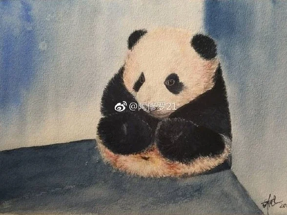 水彩大熊猫。好委屈的小滚滚!