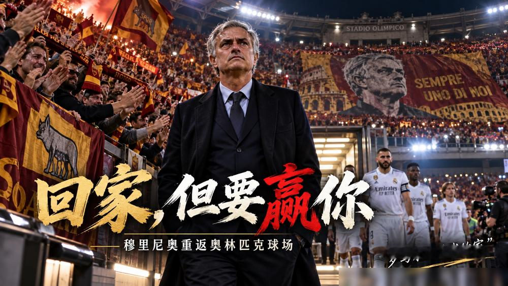 离开三年，穆里尼奥要带着皇马杀回罗马奥林匹克球场了。
这次不是回家看看，是来抢分的。皇马首轮2-1干掉国米，罗马只拿1分，10月15日凌晨3点这场，谁输谁难受。
赛前他撂了句话：不期待横幅，只求尊重。
但转头又说，罗马于我而言永远像家，对老板也没恶言。还补了句狠的，2023年欧联决赛输掉那一刻