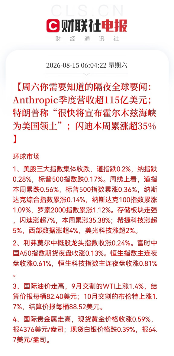 周六你需要知道的隔夜全球要闻