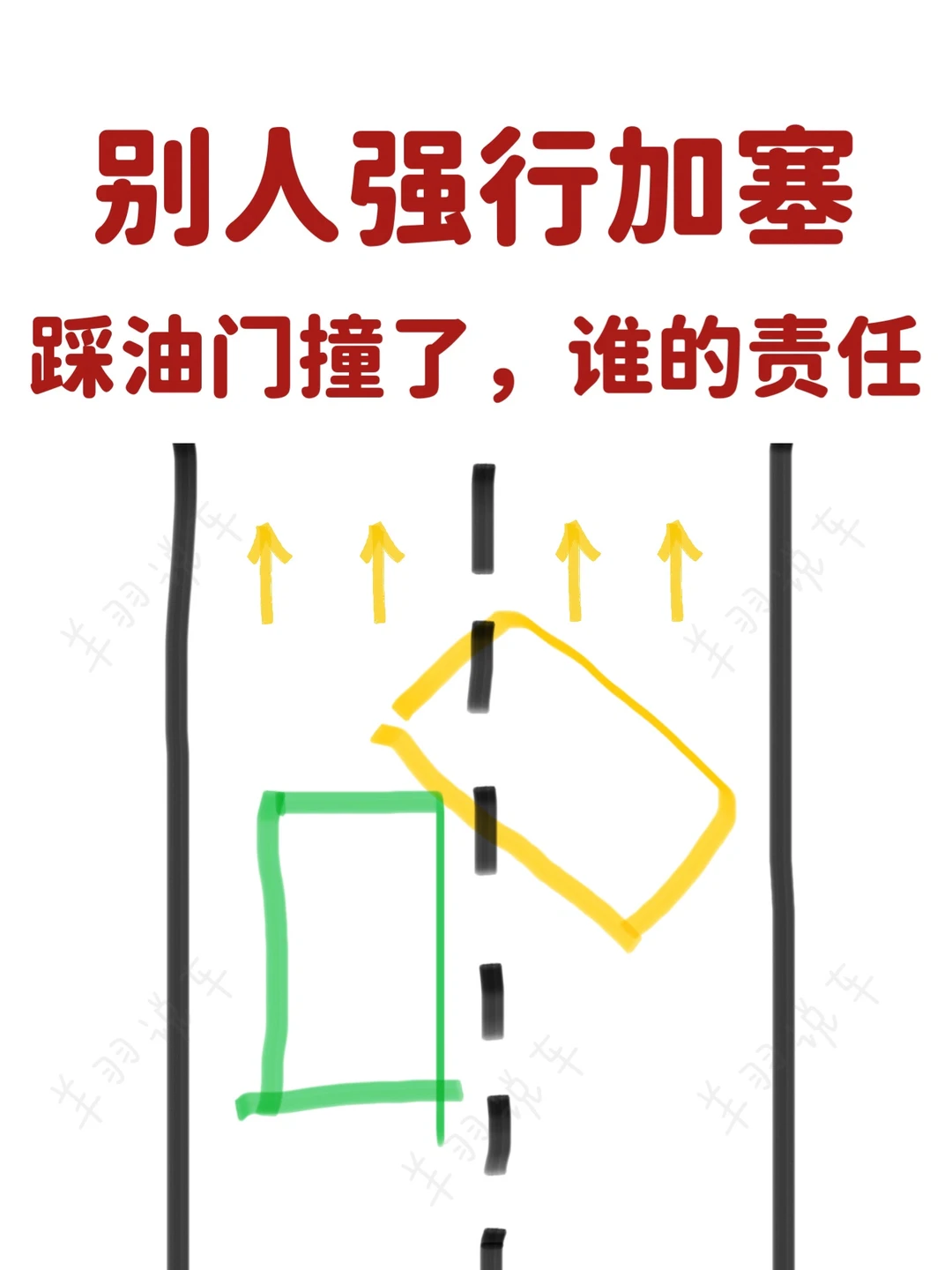 别人强行加塞，踩油门撞到了，谁的责任？