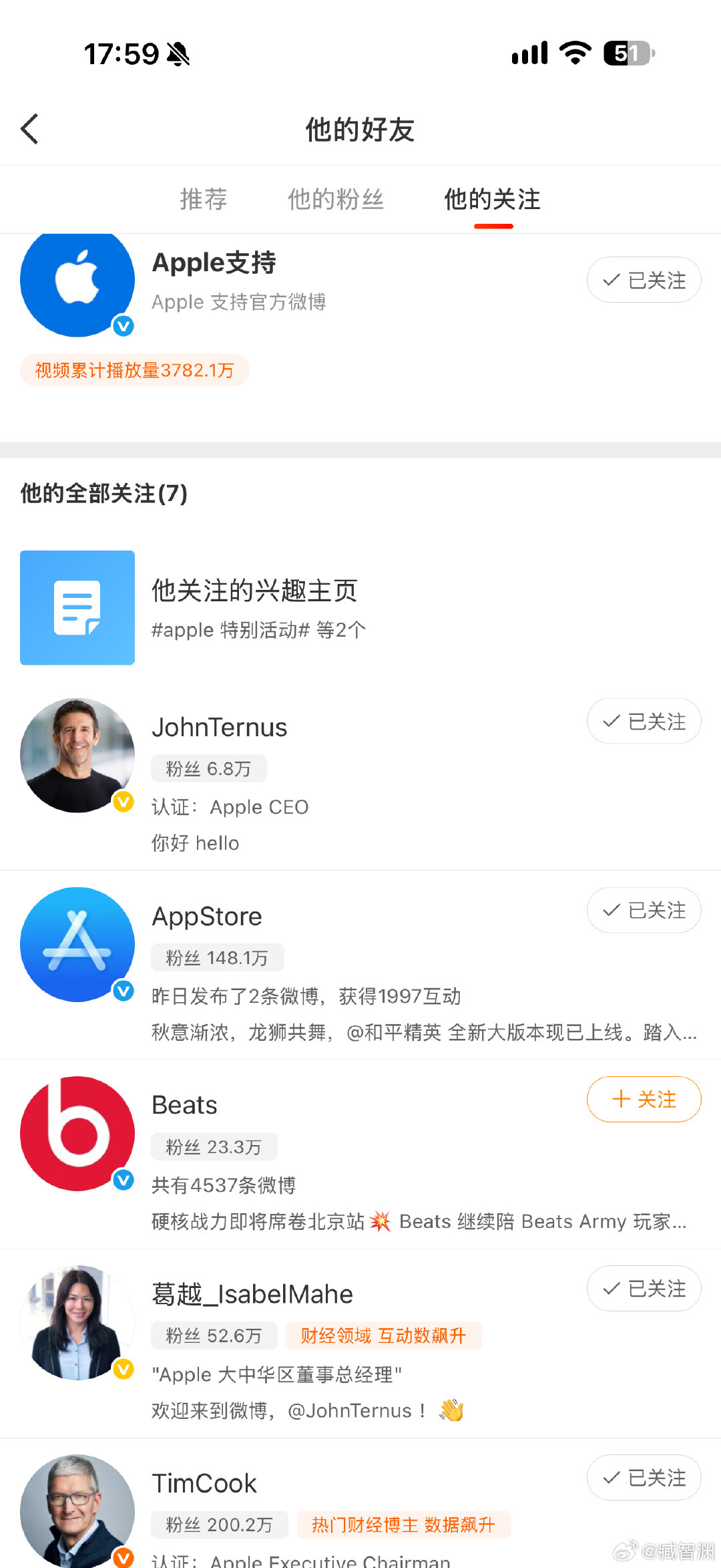#苹果官方X账号取关库克#
还是咱中国人懂人情世故，没有取消关注库克。​