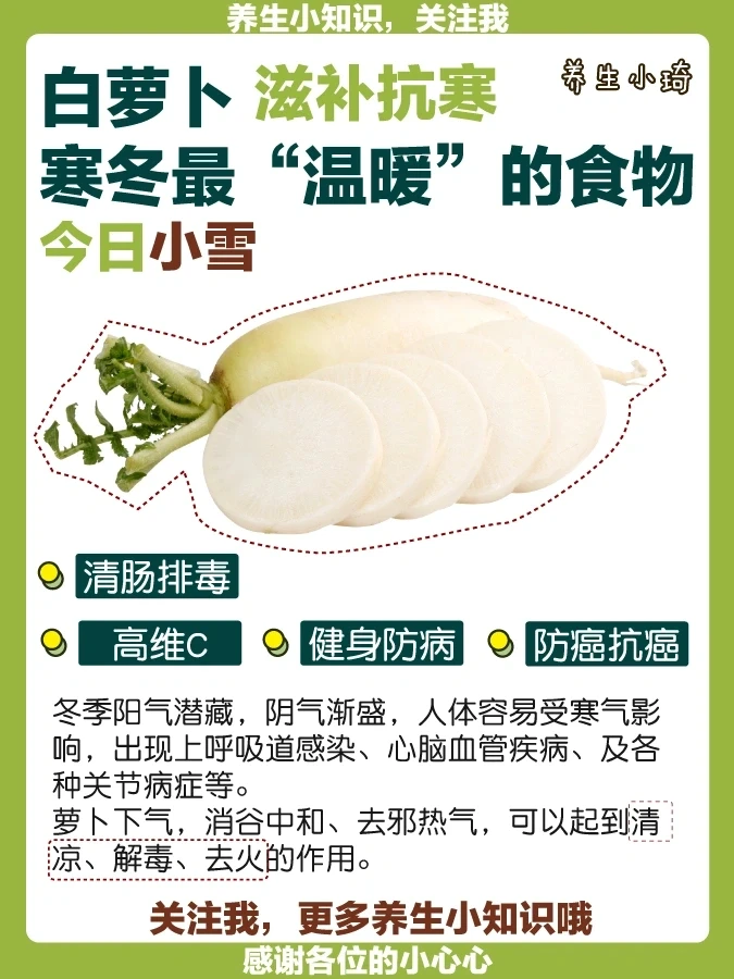 小雪最推荐食物｜白萝卜 寒冬里最温暖食物