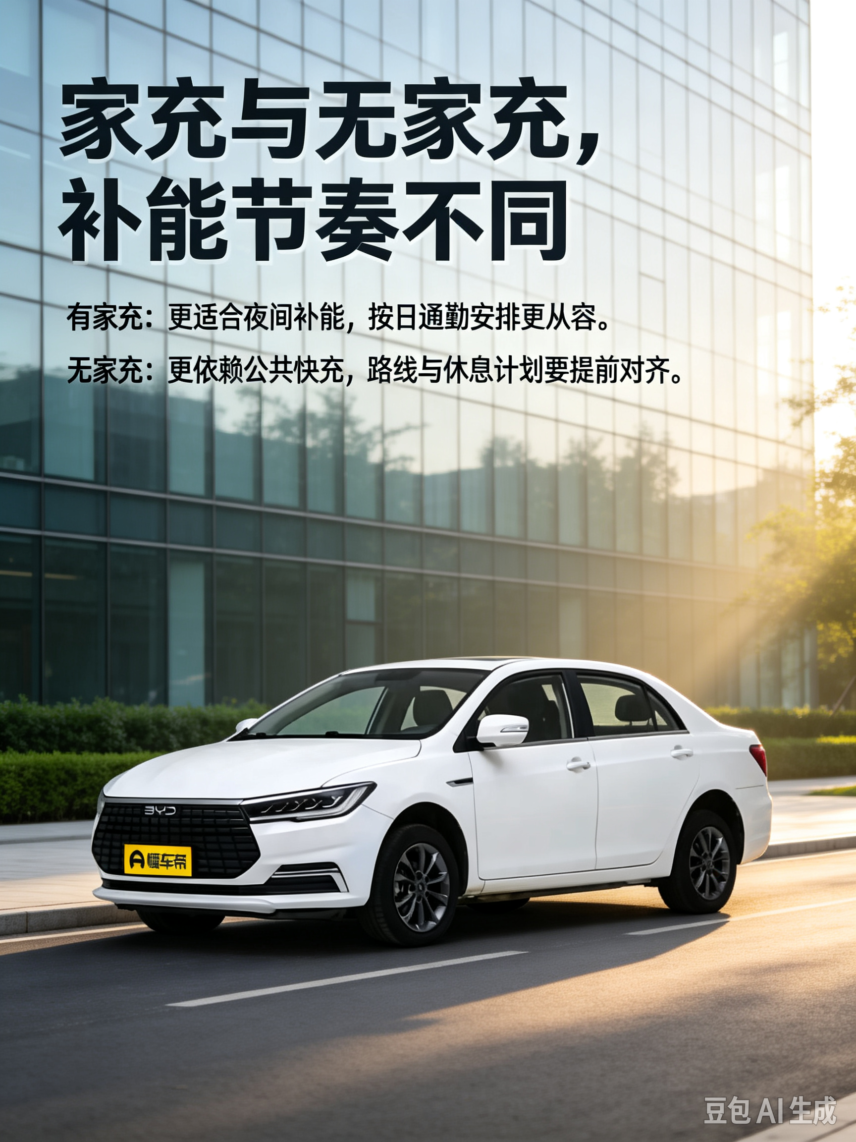 比亚迪秦EV作为纯电家用轿车，续航表现适配日常通勤，有家用充电桩的话，夜间补能省心又方便。如果没有家充，就要依赖公共快充，出行前做好规划。整车开起来平顺好上手，空间能够满足代步需求。试驾时可以重点体验电量偏低时的动力表现，结合自己的充电条件，判断它适不适合你的出行节奏。【来自懂车帝车友圈】