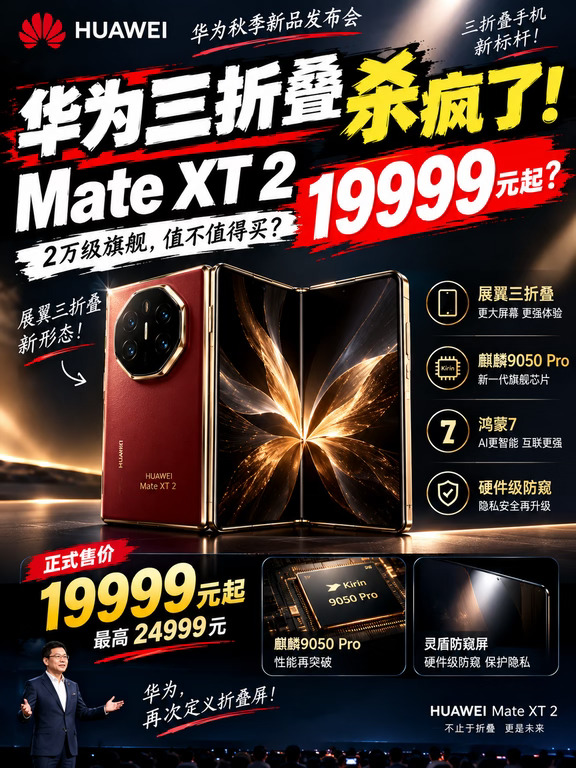 华为MateXT2正式发布！19999元