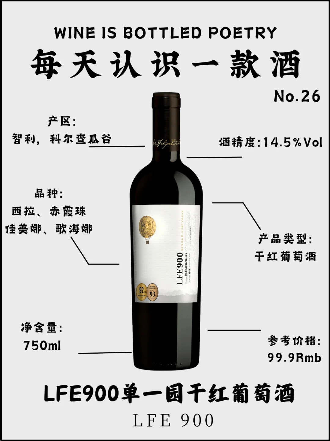No.26每天认识一款酒｜LFE900单一园干红