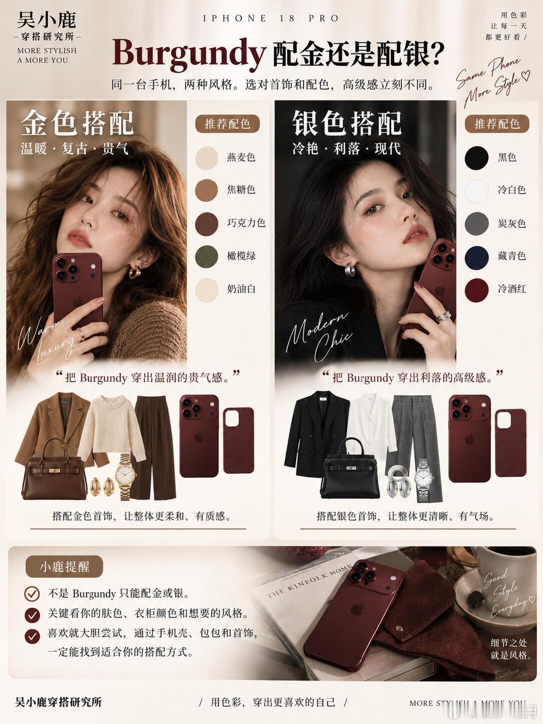 iphone18pro勃艮第酒红色，谁拿最显贵？
今年 iPhone 18 Pro 里，最想聊的就是这支 勃艮第酒红（深樱桃色）。英文名称就是 iPhone 18 Pro Burgundy。
它第一眼很“贵”，但Burgundy 真不是买回来就自动有高级感。 ​