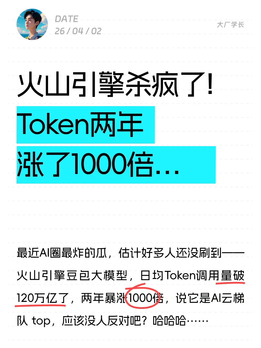 火山引擎杀疯了！Token两年涨了1000倍