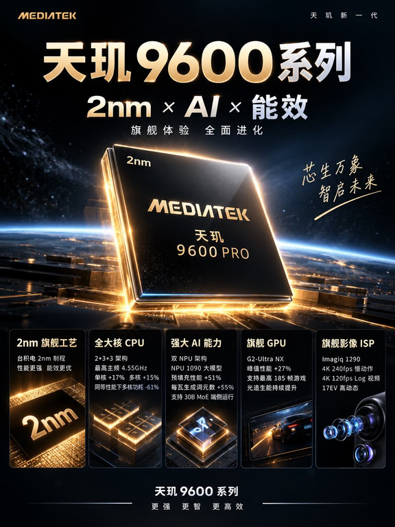 📱联发科发布天玑9600系列｜三个重点要关注