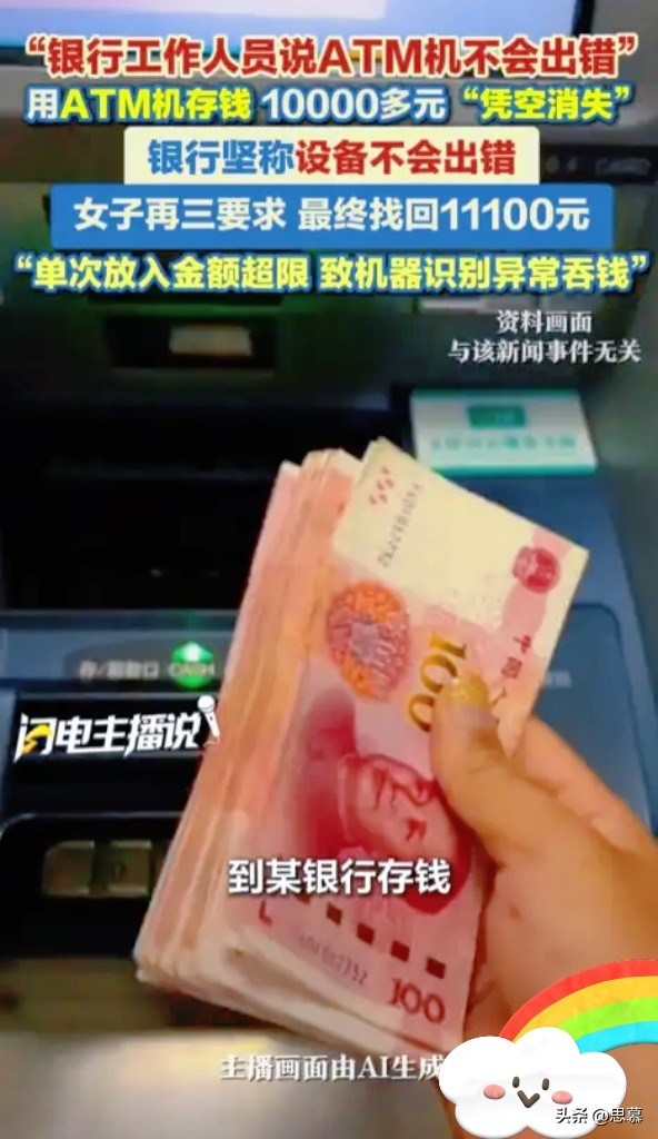杭州邹女士在ATM机存三万余元，手机一查——到账只有13200元，剩下的一万多凭空消失了😱

她当场找银行反映。据邹女士说，工作人员一开始倾向认为是用户自己操作问题，觉得机器不会出错。她没放弃，坚持要求核查。银行后来调监控、清机对账才发现：这台ATM单次存款上限就是1万元，她一股脑塞太多，机器识别异