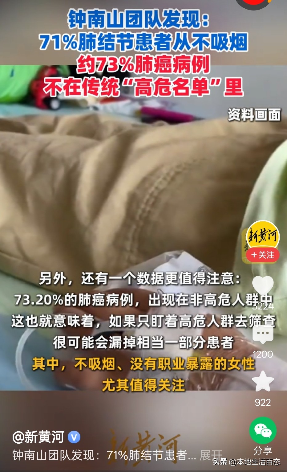钟南山团队重磅研究：71%肺结节患者不吸烟！二手烟成重要诱因

钟南山团队“钟声